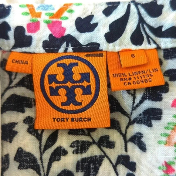 Tory Burch Alexiane Colorful Linen Tunic Women's Blouse - Picture 6 of 6